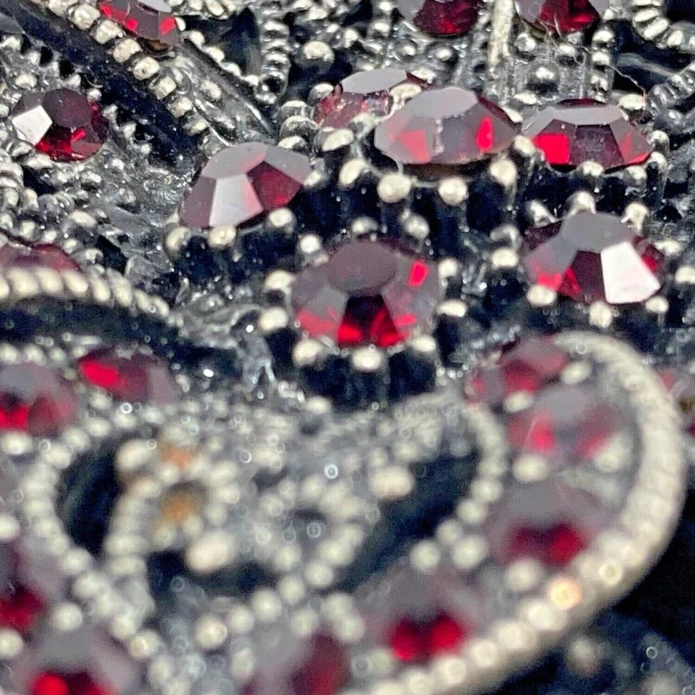 Belt Buckle Women's Star Flower Pedals Double Layer Perforated Red Rhinestones‎